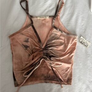 tie dye tank top with adjustable drawstring in the front
